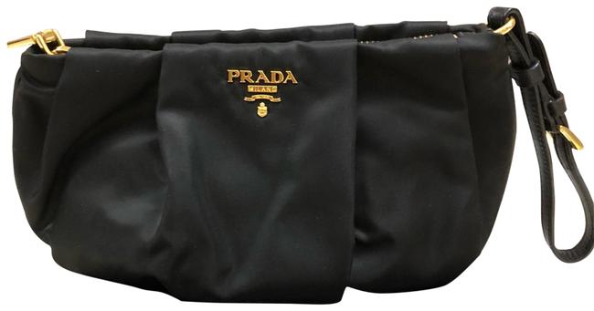 Prada Pleated Black Nylon Wristlet