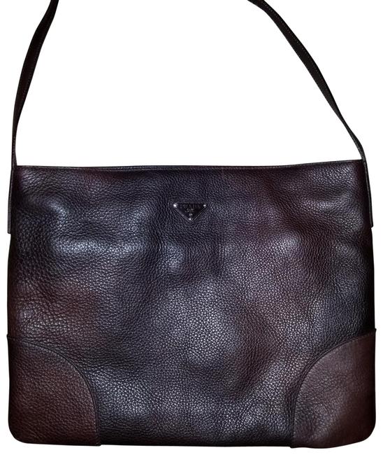 Prada Portfolio Brown Purple Leather Messenger Bag