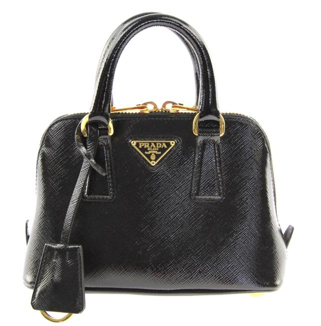 Prada Promenade Mini Black Patent Leather Baguette