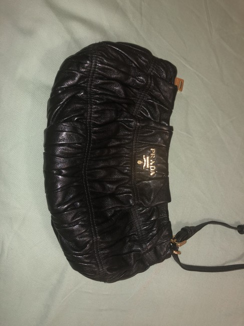 Prada Purse Black 4x7 Leather Wristlet