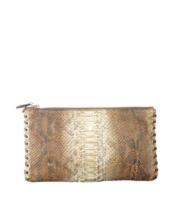 Prada Python 155223 Brown Leather Wristlet