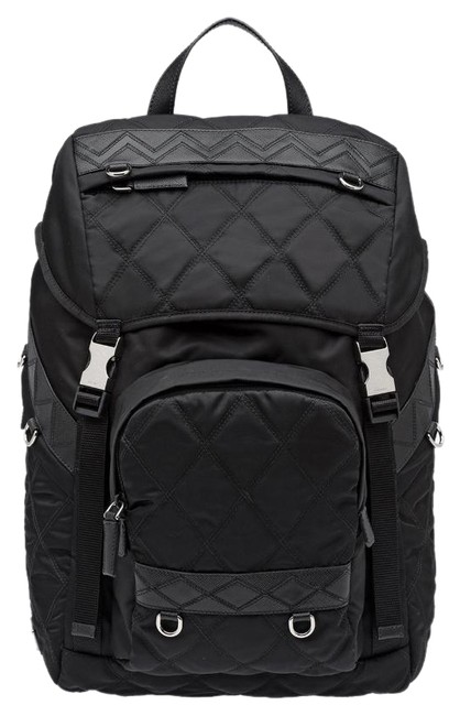 Prada Quilted 2vz135 Black Nylon Backpack