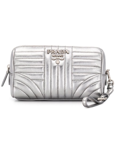 Prada Clutch Quilted Logo Leather Wristlet