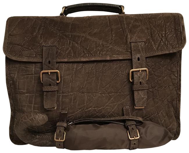 Prada Rare Unique Briefcase Exotic Elephant Texture Gray Leather Laptop Bag