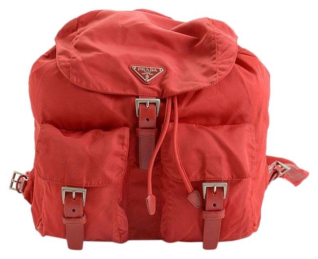 Prada Rdc10851 Red Nylon Backpack
