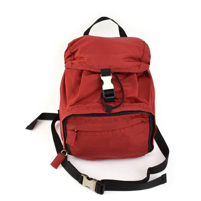 Prada Red Vela NylonLogo Rw Backpack