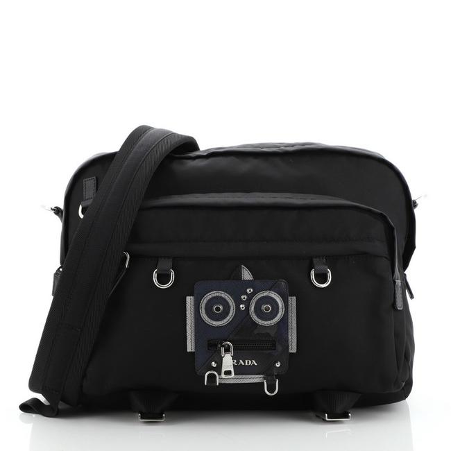 Prada Robot Tessuto Medium Black Nylon Messenger Bag