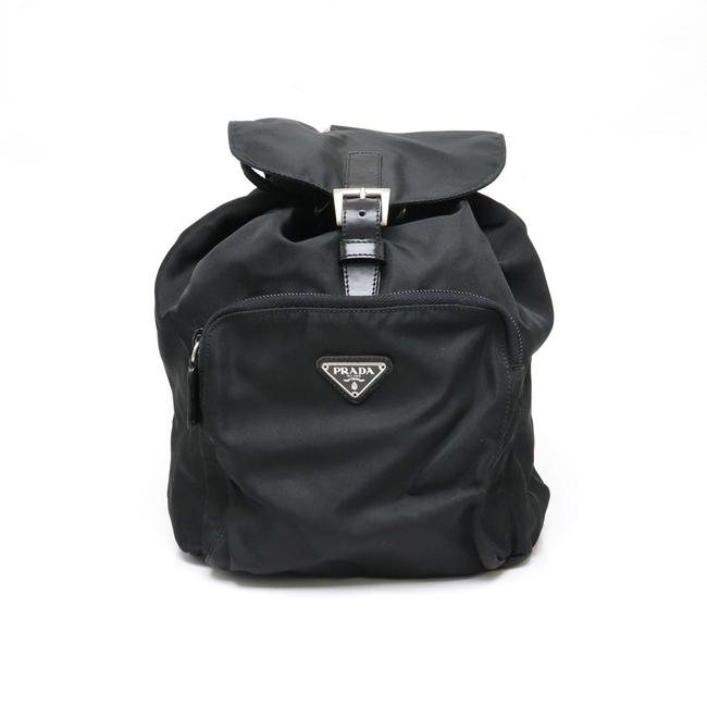 Prada Rucksack Daypack Silver Hardware Black Nylon Backpack