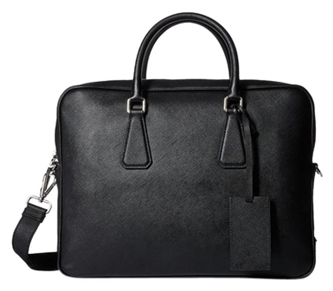 Prada Saffiano Briefcase Black Leather Laptop Bag