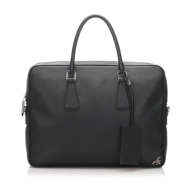 Prada Saffiano Business Black Leather Messenger Bag