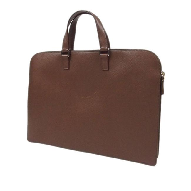 Prada Saffiano Business Brown Leather Messenger Bag