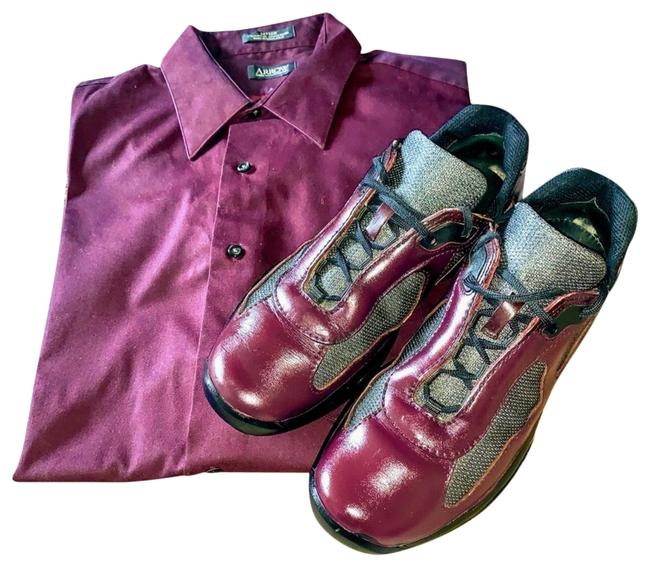 Prada Sale Mens burgundy Lace Up Sneakers Flats