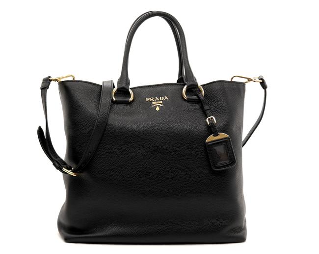 Prada Phenix Shopper Black Leather Tote