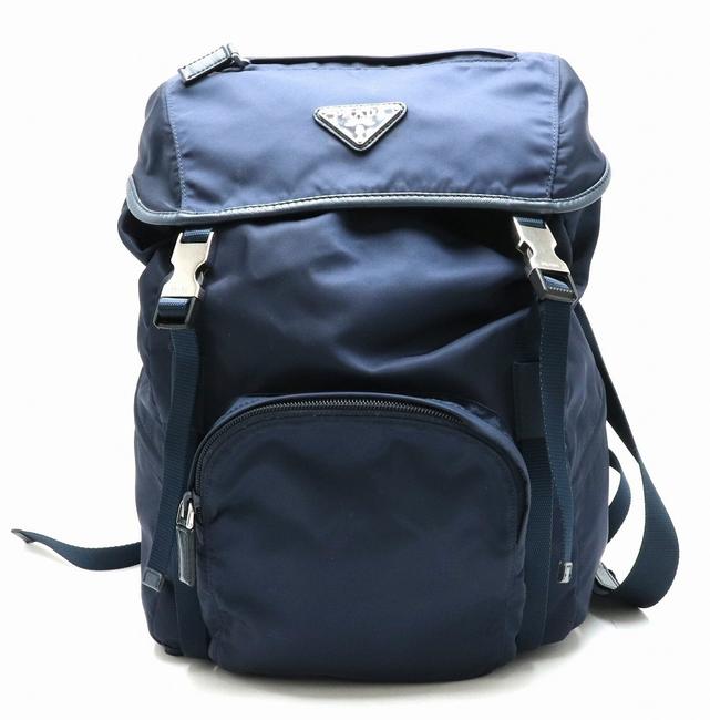 Prada Shoulder Bag Rucksack Leather 1bz039 Navy Nylon Backpack