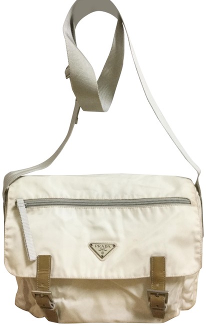 Prada Shoulder Off White Nylon Messenger Bag