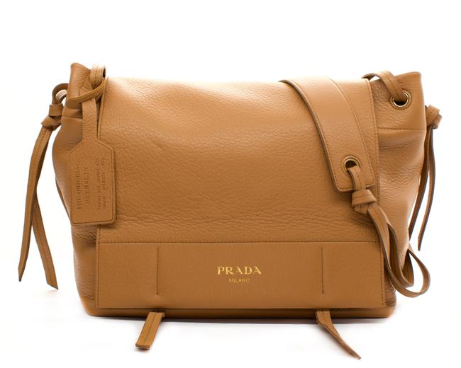 Prada Shoulder Pattina Brown Deerskin Leather Messenger Bag