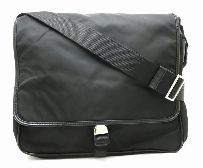 Prada Shoulder V166 BlackNero NylonLeather Messenger Bag