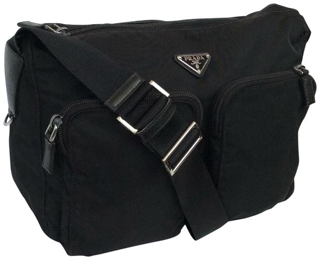 Prada ShoulderCross Body Black Nylon Messenger Bag