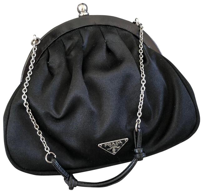 Prada Evening Bag Silk Black Satin Wristlet