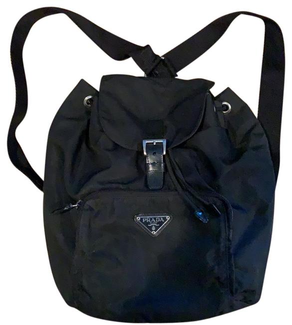 Prada Single Pocket Black Nylon Backpack