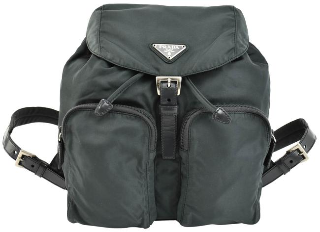 Prada Slate Gray Vela Nylon LeatherLogo Rm Backpack