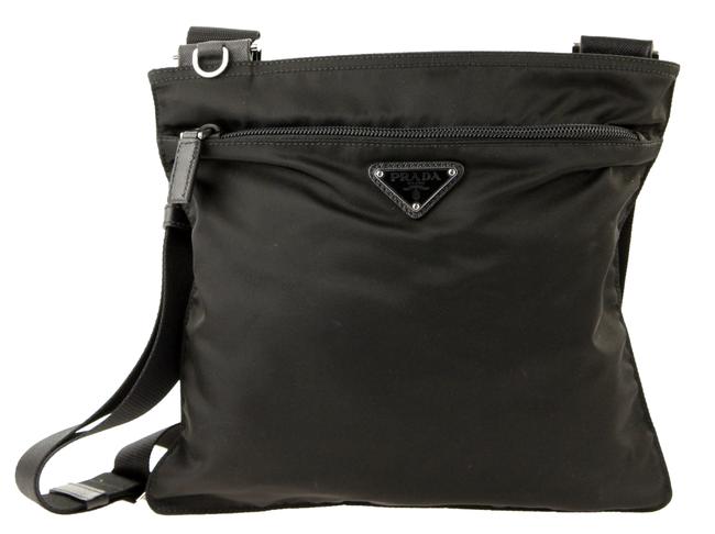 Prada Small Black Canvas Messenger Bag