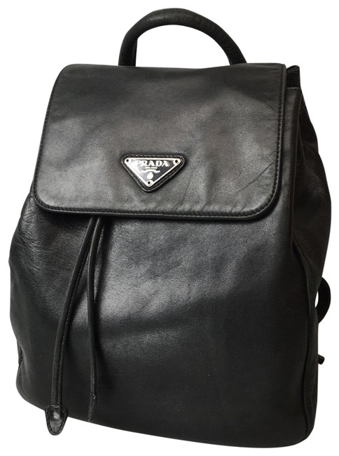 Prada Small Black Leather Backpack