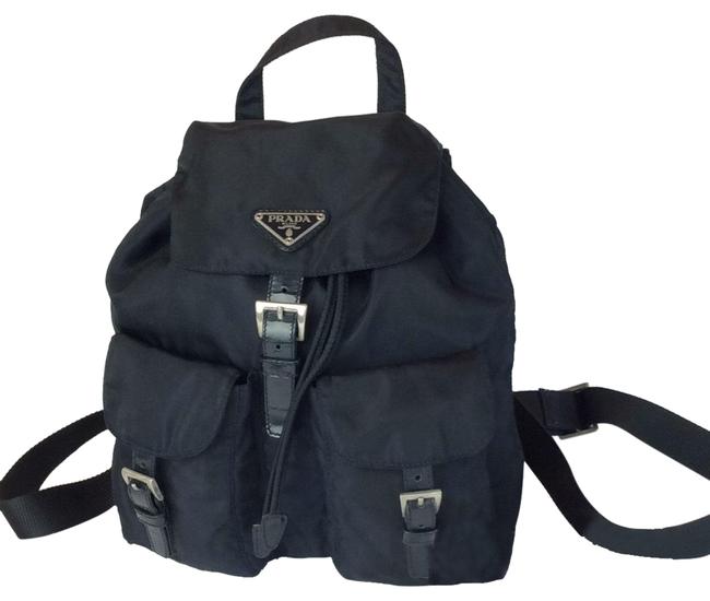 Prada Small Dark Blue Nylon Backpack
