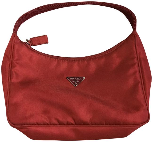 Prada Small Nylon Red Baguette