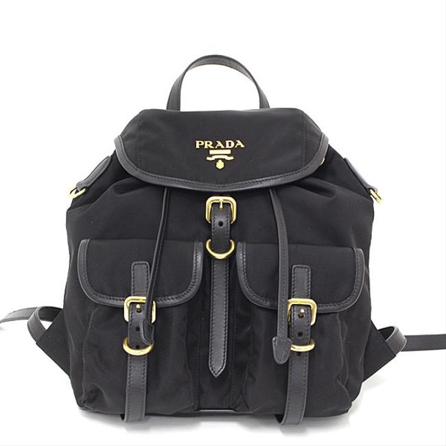 Prada Small Tessuto Soft Ca Gold Metal Fittings 1bz677 Nero Nylon Backpack