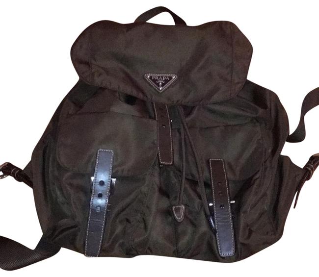 Prada Small Vela Olive Green Nylon Backpack