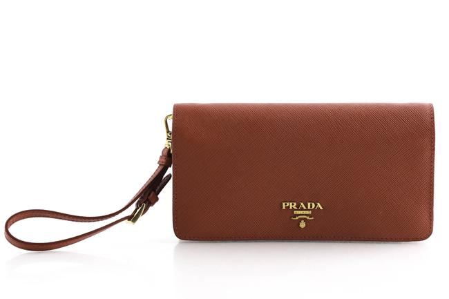 Prada Smartphone Red Saffiano Leather Wristlet