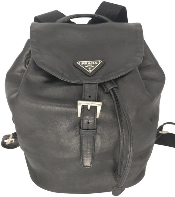 Prada Soft Calf Black Leather Backpack