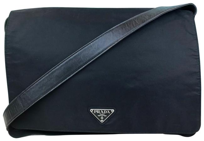 Prada Crossbody Square Flap Vintage #80 Black Nylon Messenger Bag