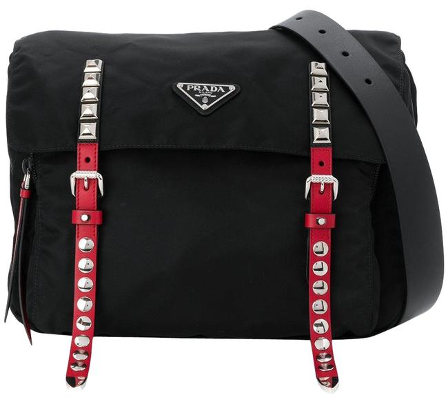 Prada Belt Bag Tessuto Stud detail Black NylonLeather Backpack
