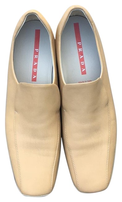 Prada Tan Slip Ons Flats