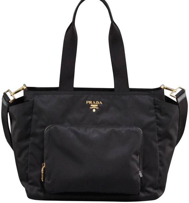 Prada Crossbody Tessuto 2 way Tote Black Nylon Diaper Bag
