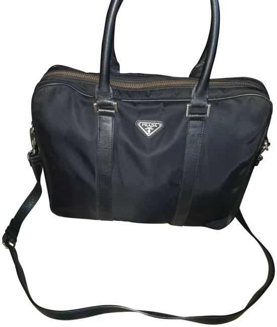 Prada Tessuto Black Nylon Leather Laptop Bag