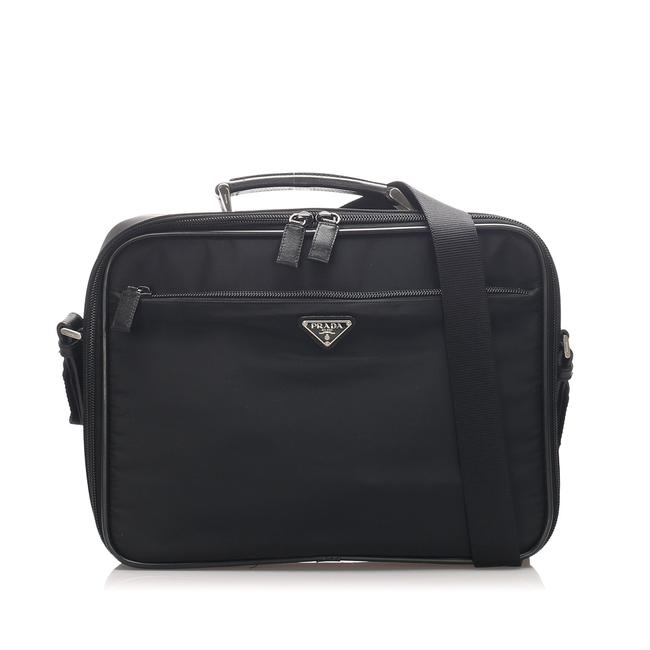 Prada Tessuto Business Black Leather Messenger Bag