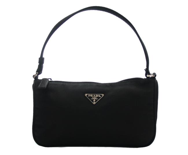 Prada Tessuto Fabric Mini Pouch Black Nylon Wristlet