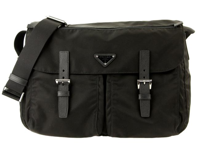 Prada Tessuto Flap Black Canvas Messenger Bag