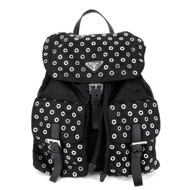 Prada Tessuto Grommet Black Nylon Backpack