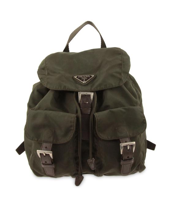 Prada Tessuto Olive Green Canvas Backpack