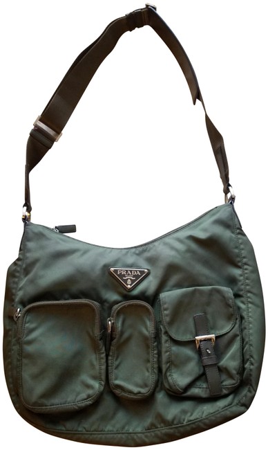 Prada Tessuto Olive Nylon Messenger Bag