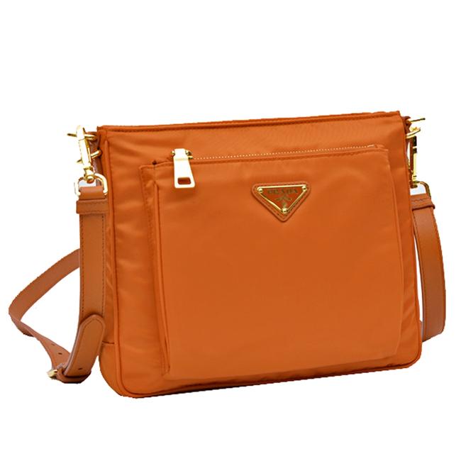 Prada Crossbody Tessuto Saffian and Leather Messen Orange Nylon Messenger Bag