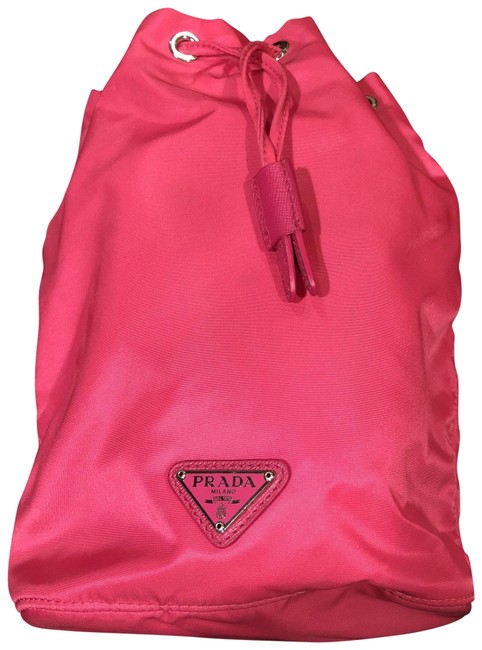 Prada Bucket Bag Textile Pink Nylon Wristlet