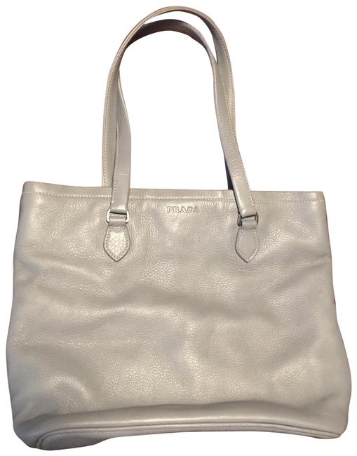 Prada Tiny Tote Light Grey Leather Baguette