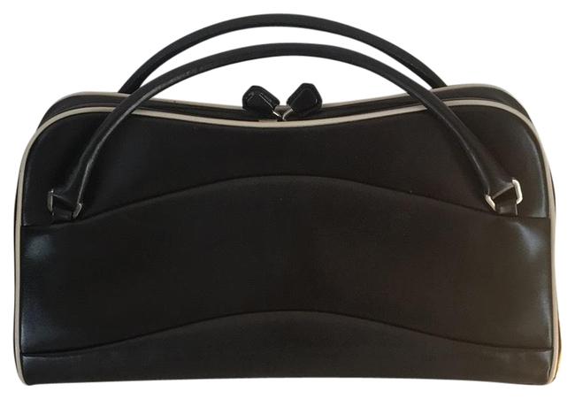Prada Top Handle Black Leather Baguette