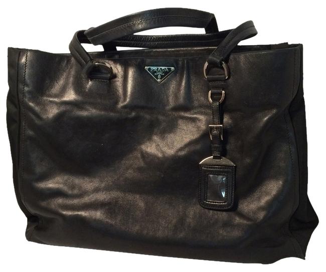 Prada Tote Black Leather and Microfiber Laptop Bag