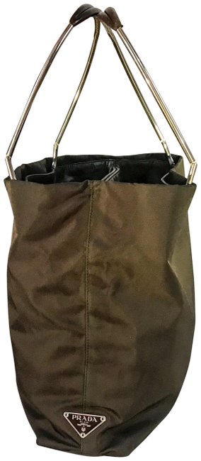 Prada Tote Tessuto with Straps BrownSilver NylonMetal Messenger Bag